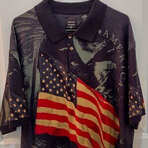 Cotton Traders Sport USA Flag Over Print Polo